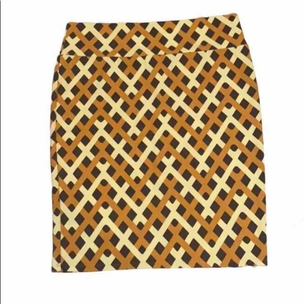 LulaRoe Multicolored Skirt (yellow, brown, cream)